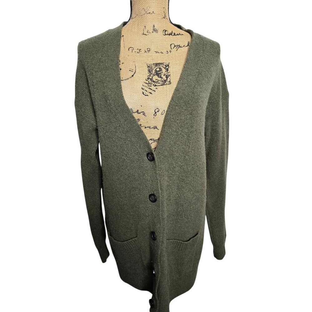 J. Crew Olive Green Long Cardigan Sweater Medium